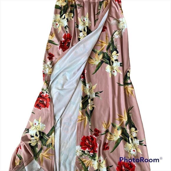 II ININ Deep V-neck Casual Backless Floral Split Maxi Dress Size Small - Picture 5 of 7